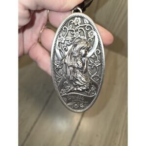 Pewter First Holy Communion Crib Bed Prayer Medallion Hang This By The Bed